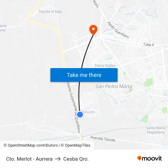 Cto. Merlot - Aurrera to Cesba Qro. map
