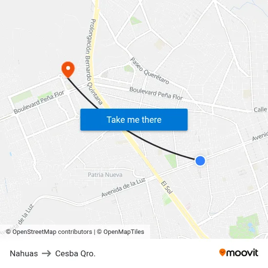 Nahuas to Cesba Qro. map
