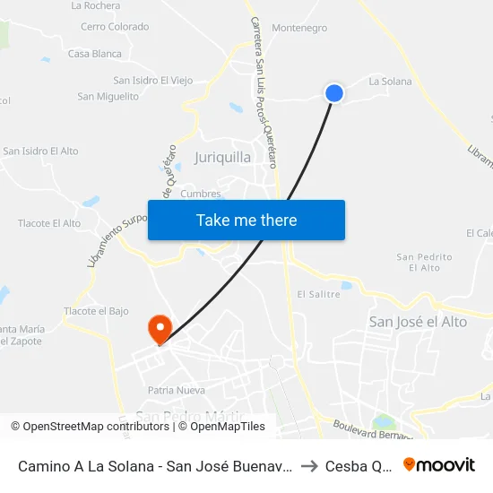 Camino A La Solana - San José Buenavista to Cesba Qro. map