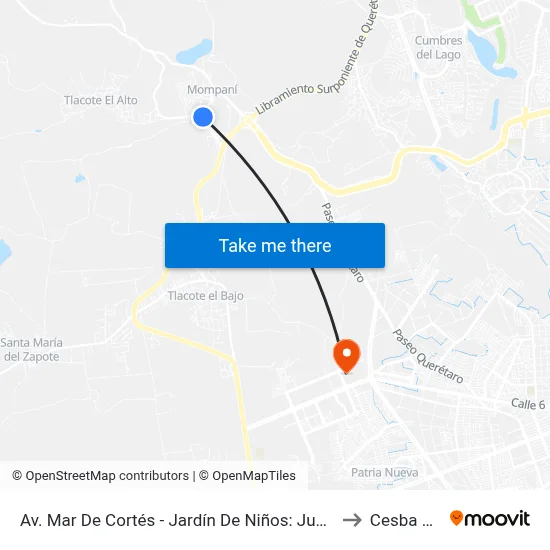 Av. Mar De Cortés - Jardín De Niños: Justo Serra to Cesba Qro. map