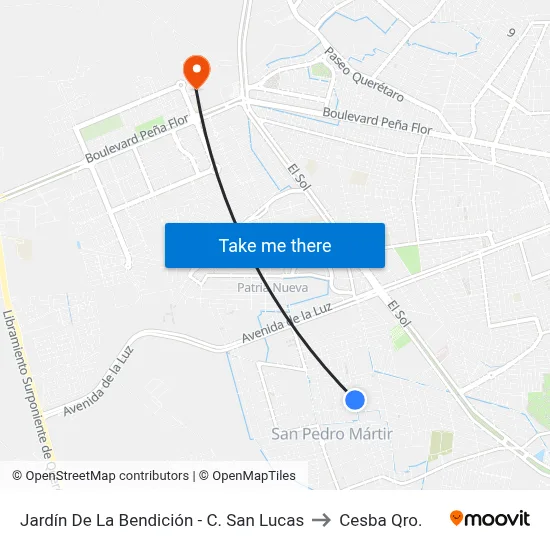 Jardín De La Bendición - C. San Lucas to Cesba Qro. map