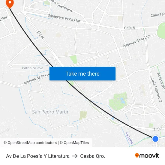 Av De La Poesía Y Literatura to Cesba Qro. map