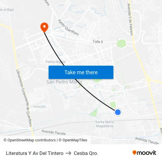 Literatura Y Av Del Tintero to Cesba Qro. map