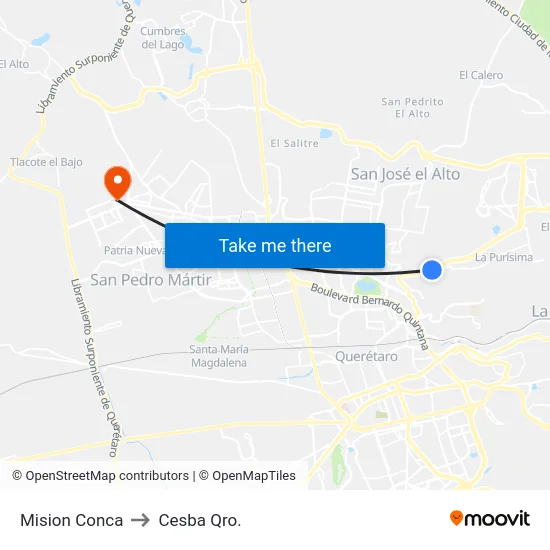 Mision Conca to Cesba Qro. map