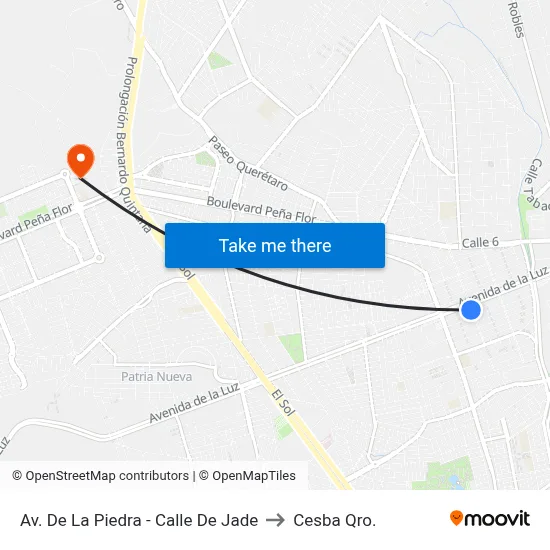 Av. De La Piedra - Calle De Jade to Cesba Qro. map