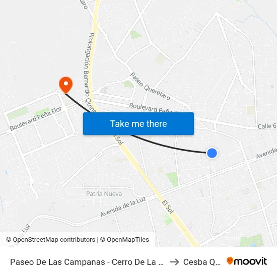 Paseo De Las Campanas - Cerro De La Cruz to Cesba Qro. map