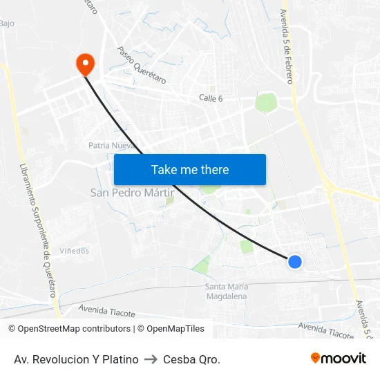 Revolución - Calle Plata to Cesba Qro. map