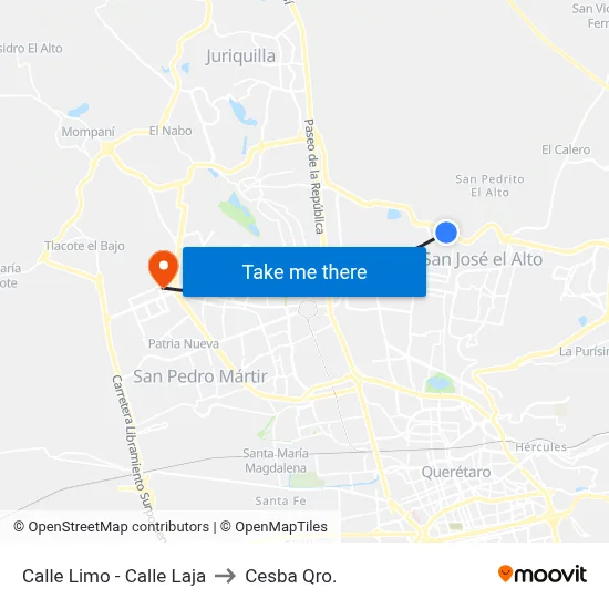 Calle Limo - Calle Laja to Cesba Qro. map