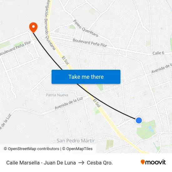 Calle Marsella - Juan De Luna to Cesba Qro. map
