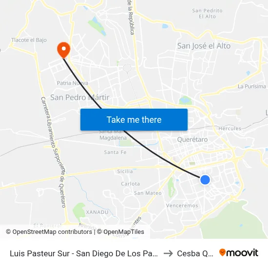 Luis Pasteur Sur - San Diego De Los Padres to Cesba Qro. map