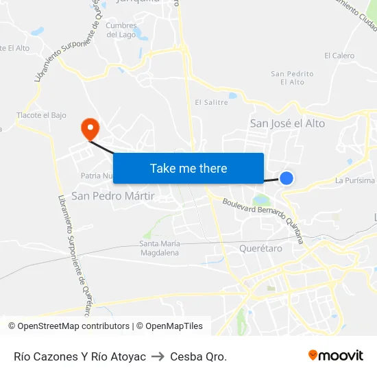 Río Cazones Y Río Atoyac to Cesba Qro. map