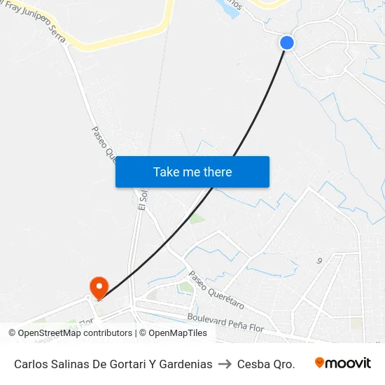 Carlos Salinas De Gortari Y Gardenias to Cesba Qro. map