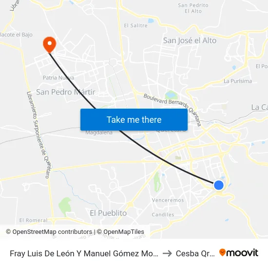 Fray Luis De León Y Manuel Gómez Morín to Cesba Qro. map