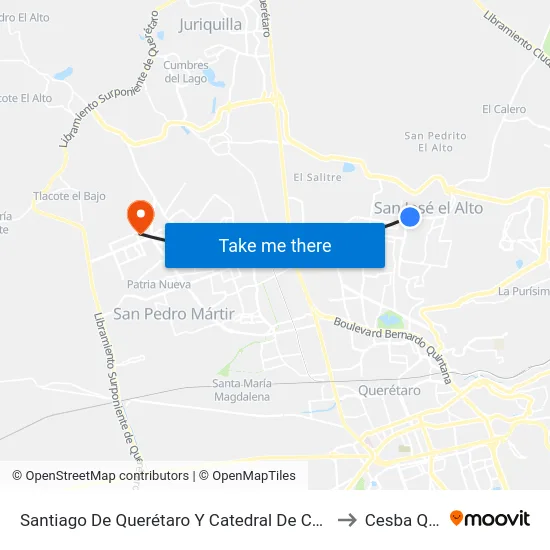 Santiago De Querétaro Y Catedral De Colima to Cesba Qro. map