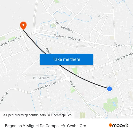 Begonias Y Miguel De Campa to Cesba Qro. map