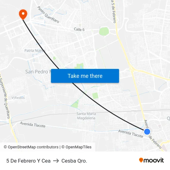 5 De Febrero Y Cea to Cesba Qro. map