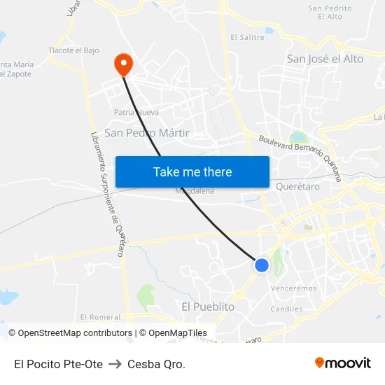El Pocito Pte-Ote to Cesba Qro. map