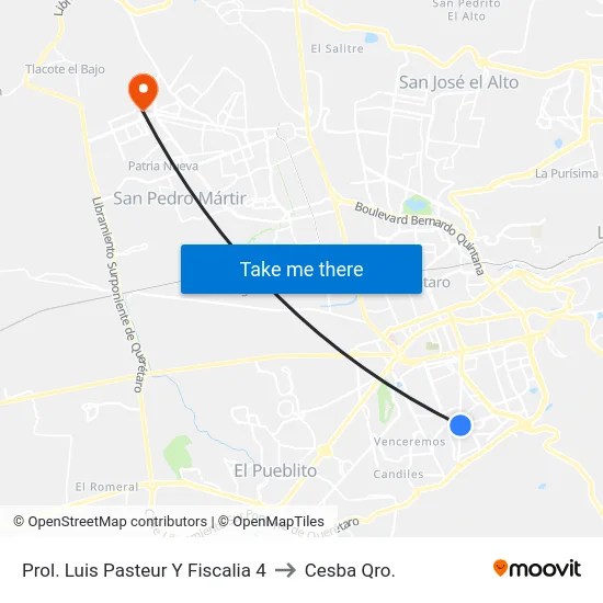 Prol. Luis Pasteur Y Fiscalia 4 to Cesba Qro. map