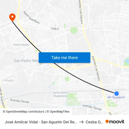 José Amilcar Vidal - San Agustín Del Retablo to Cesba Qro. map