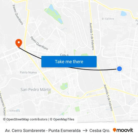 Av. Cerro Sombrerete - Punta Esmeralda to Cesba Qro. map