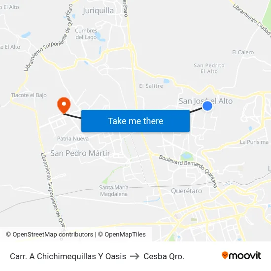 Carr. A Chichimequillas Y Oasis to Cesba Qro. map