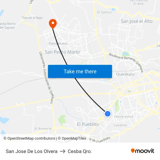 Calle Sonora - Calle Monterrey to Cesba Qro. map