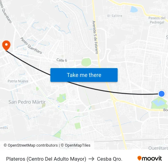Plateros (Centro Del Adulto Mayor) to Cesba Qro. map