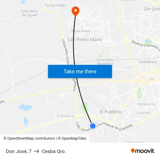 Don José, 7 to Cesba Qro. map