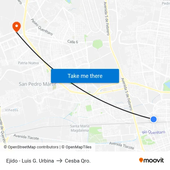 Ejido - Luis G. Urbina to Cesba Qro. map