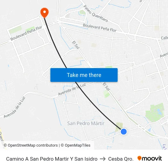 Camino A San Pedro Martir Y San Isidro to Cesba Qro. map