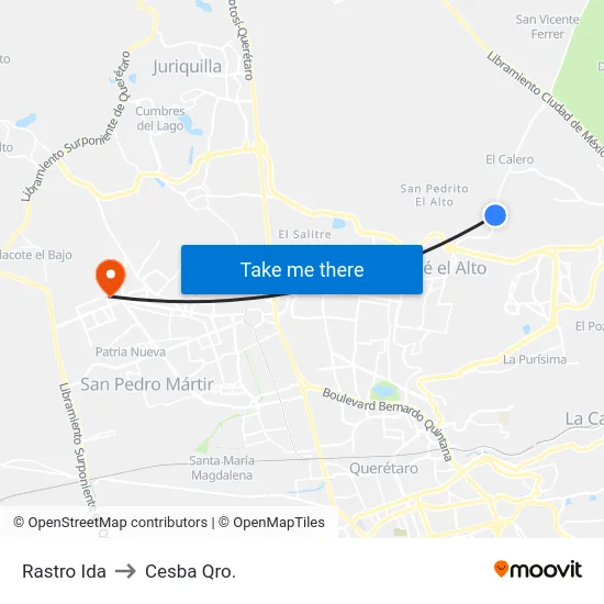 Rastro Ida to Cesba Qro. map