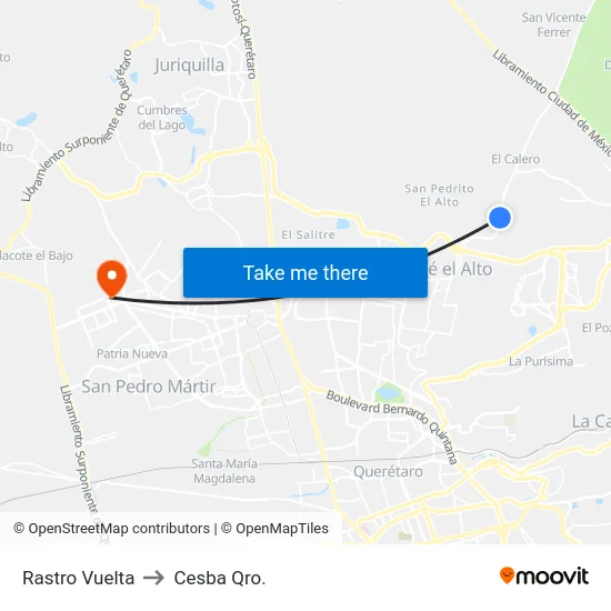 Rastro Vuelta to Cesba Qro. map