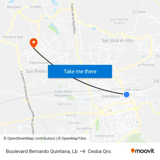 Boulevard Bernardo Quintana, Lb to Cesba Qro. map