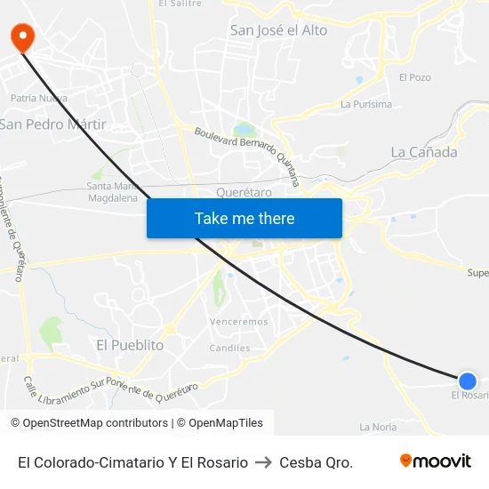 El Colorado-Cimatario Y El Rosario to Cesba Qro. map