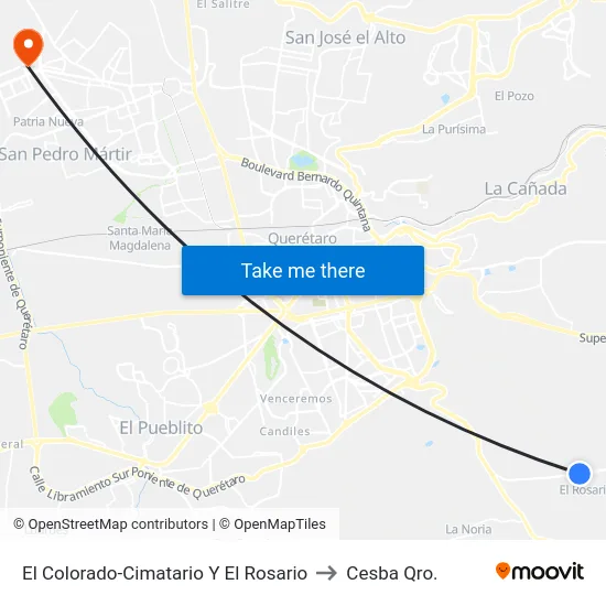 El Colorado-Cimatario Y El Rosario to Cesba Qro. map