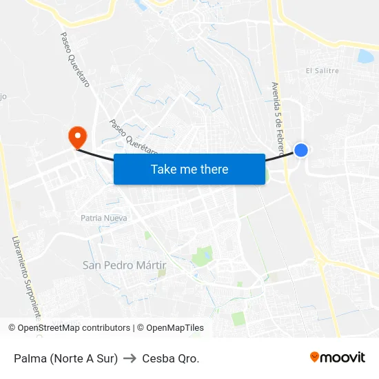 Palma (Norte A Sur) to Cesba Qro. map