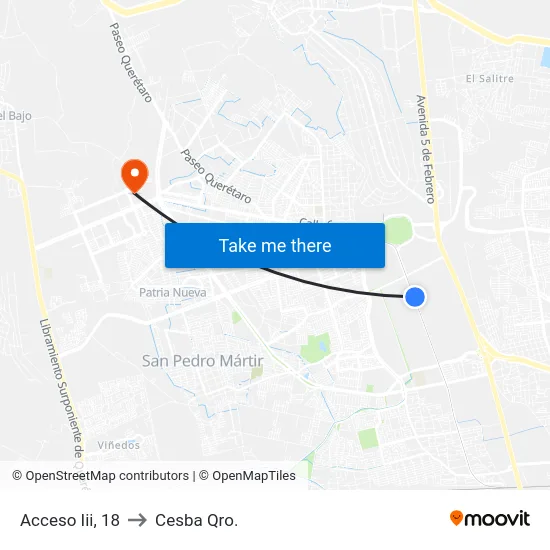 Acceso Iii, 18 to Cesba Qro. map