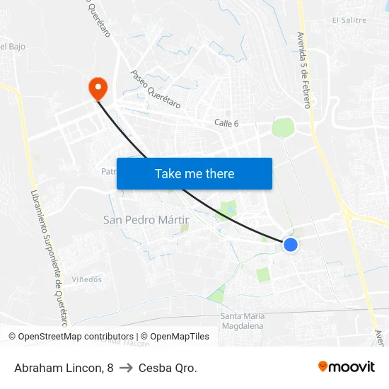 Abraham Lincon, 8 to Cesba Qro. map