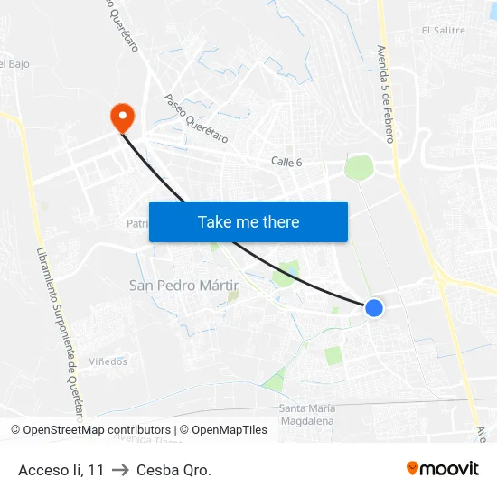Acceso Ii, 11 to Cesba Qro. map