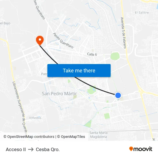 Acceso II to Cesba Qro. map