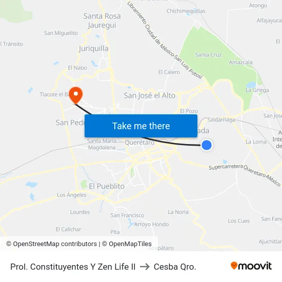 Prol. Constituyentes - Zen Life II to Cesba Qro. map