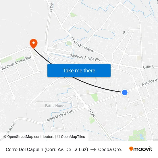 Cerro Del Capulín (Corr. Av. De La Luz) to Cesba Qro. map