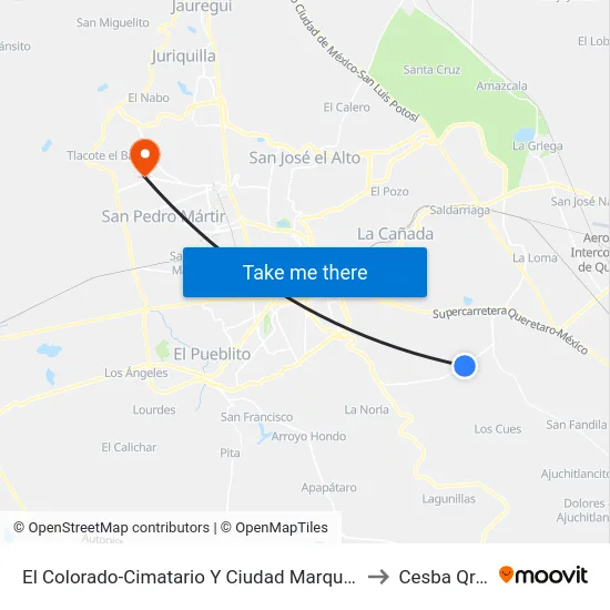El Colorado-Cimatario Y Ciudad Marques to Cesba Qro. map