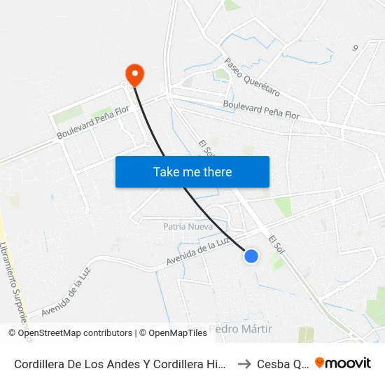 Cordillera De Los Andes Y Cordillera Himalaya to Cesba Qro. map