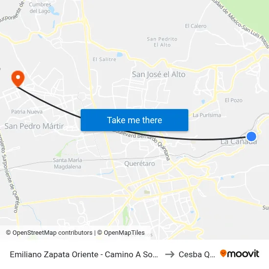 Emiliano Zapata Oriente - Camino A Socavón to Cesba Qro. map