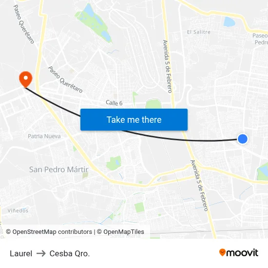 Laurel to Cesba Qro. map