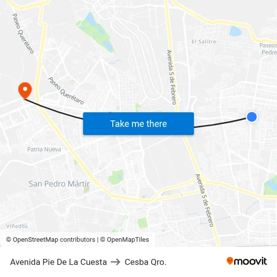 Avenida Pie De La Cuesta to Cesba Qro. map