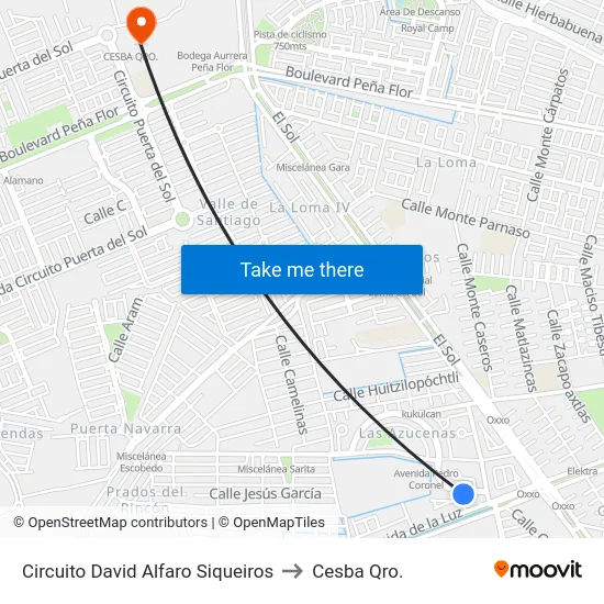Circuito David Alfaro Siqueiros to Cesba Qro. map
