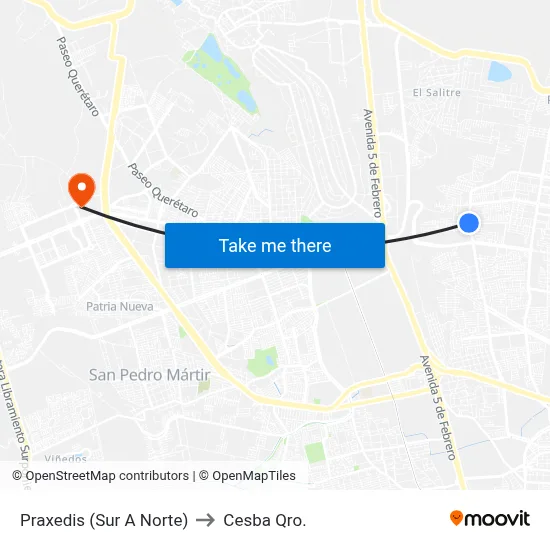 Praxedis (Sur A Norte) to Cesba Qro. map