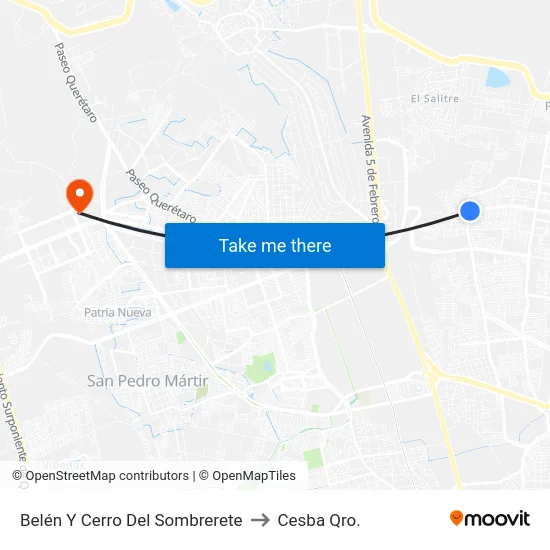 Belén Y Cerro Del Sombrerete to Cesba Qro. map